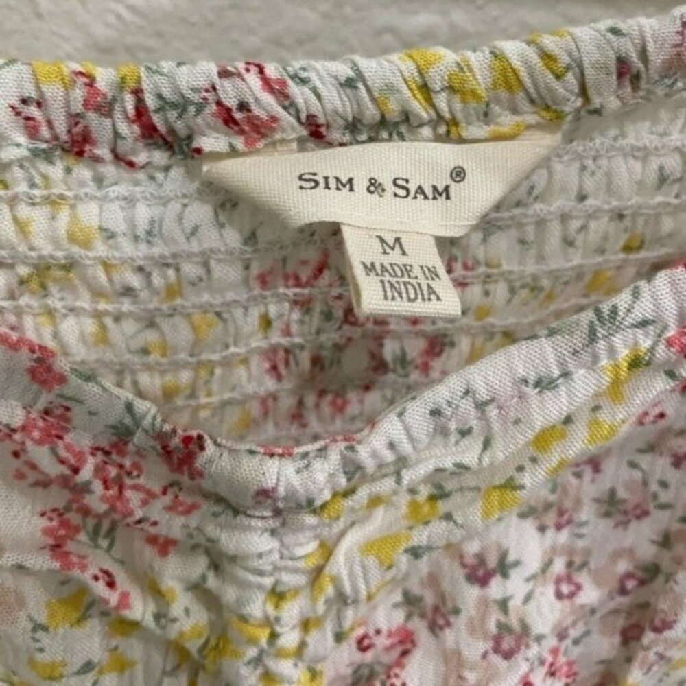 Sim & Sam Boho Cottagecore Floral Top Ruched Feminine Ruffle Romantic Crop Top - Picture 4 of 6